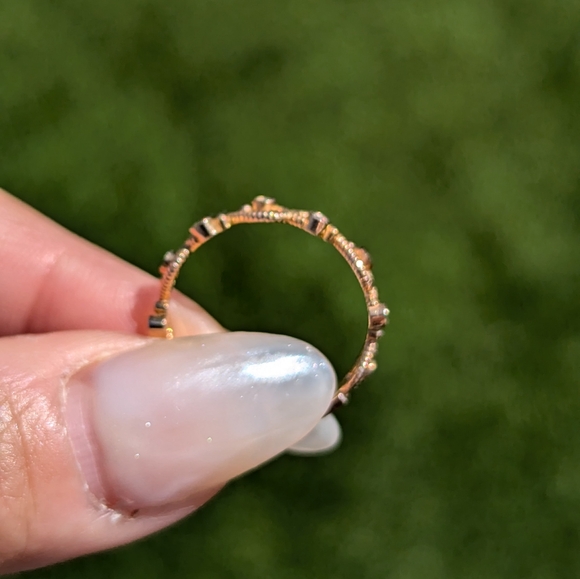 14K Rose Gold Diamond Milgrain Floral Vine Style Band Ring - Picture 5 of 10